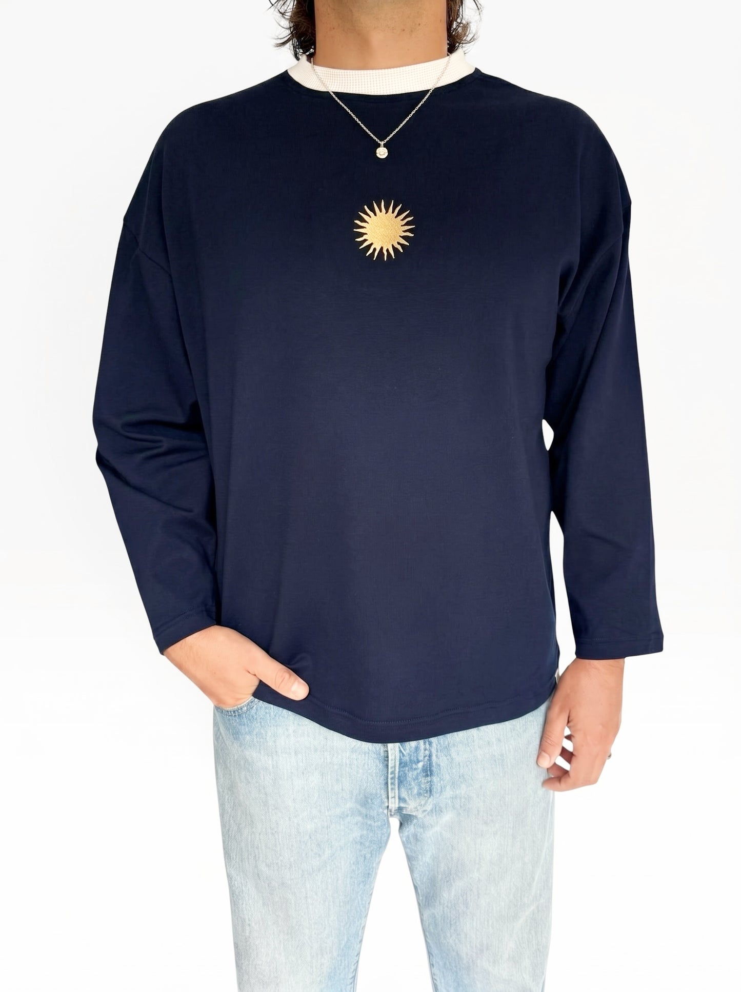 Unisex Sunburst Long Tee (Navy)