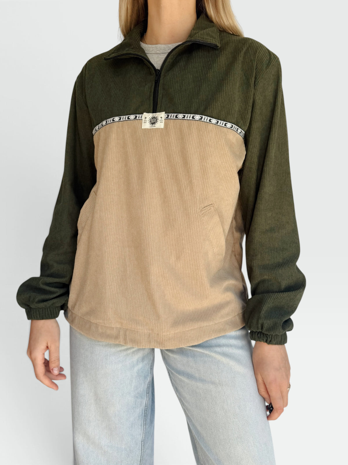 Dusk Corduroy Quarter-Zip (Khaki)