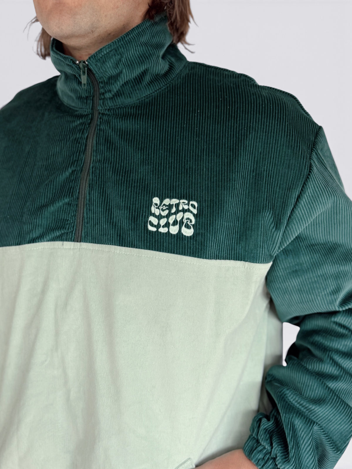 Dawn Corduroy Quarter-Zip (Teal)