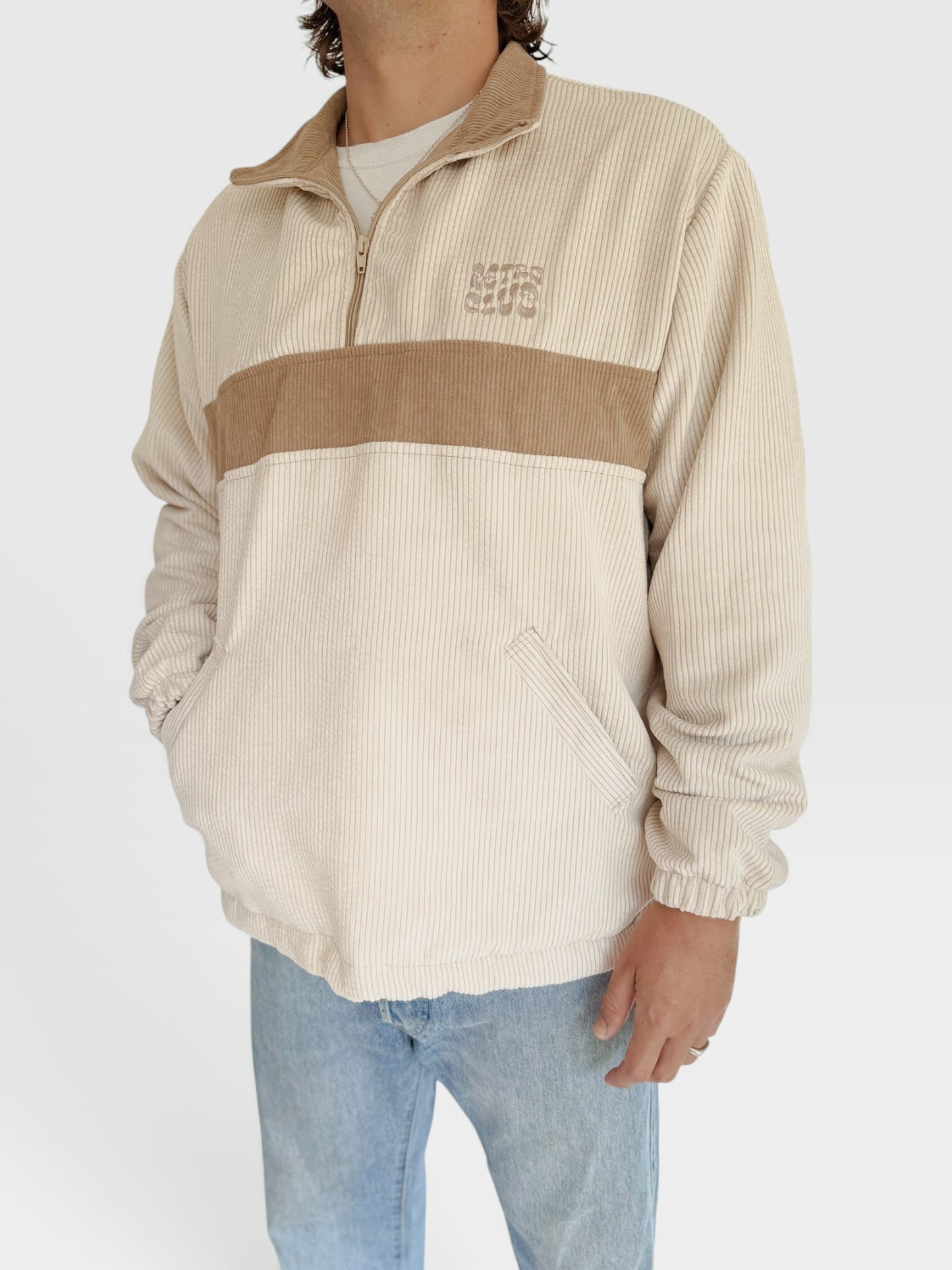 Retro Quarter-zip (Ivory & Beige)