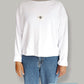 Crop Fit - Classic White Long Sleeve (Grey collar)