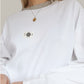 Crop Fit - Classic White Long Sleeve (Grey collar)