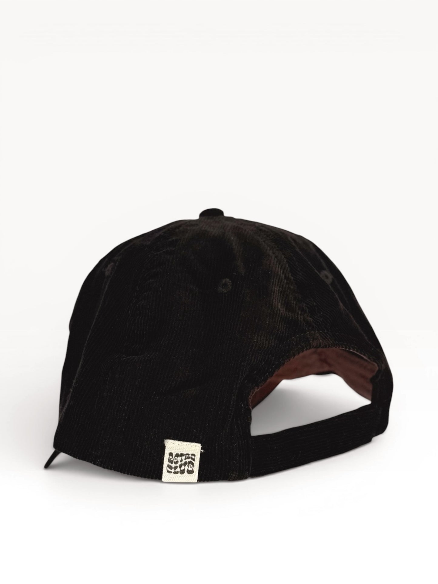 Retro 5 Panel Corduroy Cap - Black "Surfs Up"