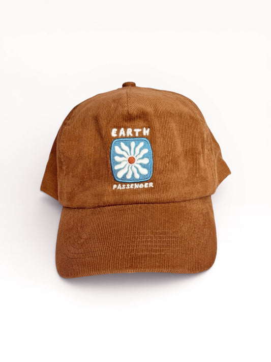 Retro 5 Panel Corduroy Cap - NEW Tan "Earth Passenger"
