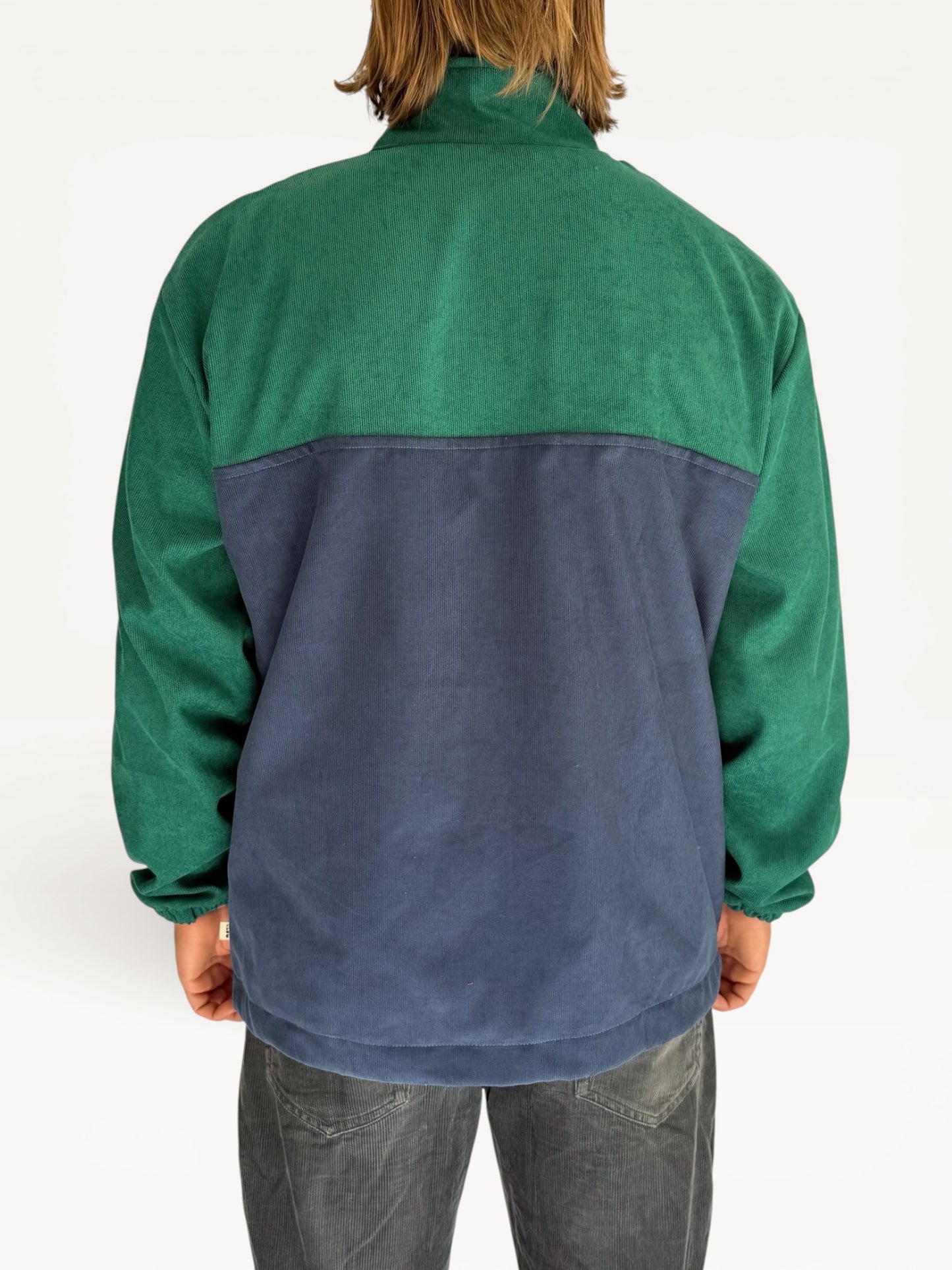 Dawn Corduroy Quarter-zip (Emerald & Navy)