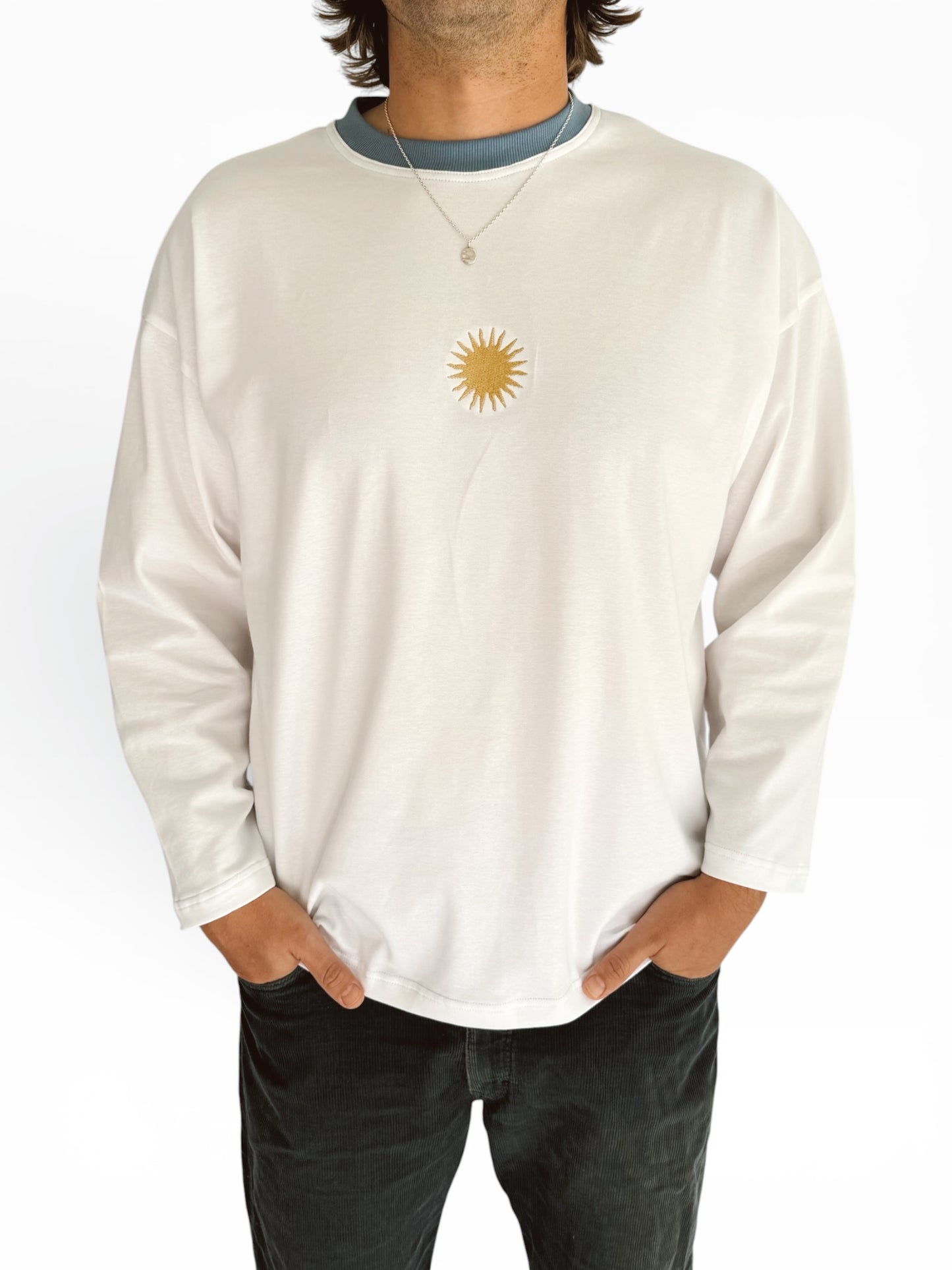 Unisex Sunburst Long Tee (Blue)