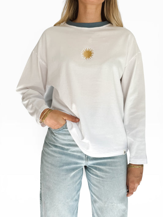 Unisex Sunburst Long Tee (Blue)