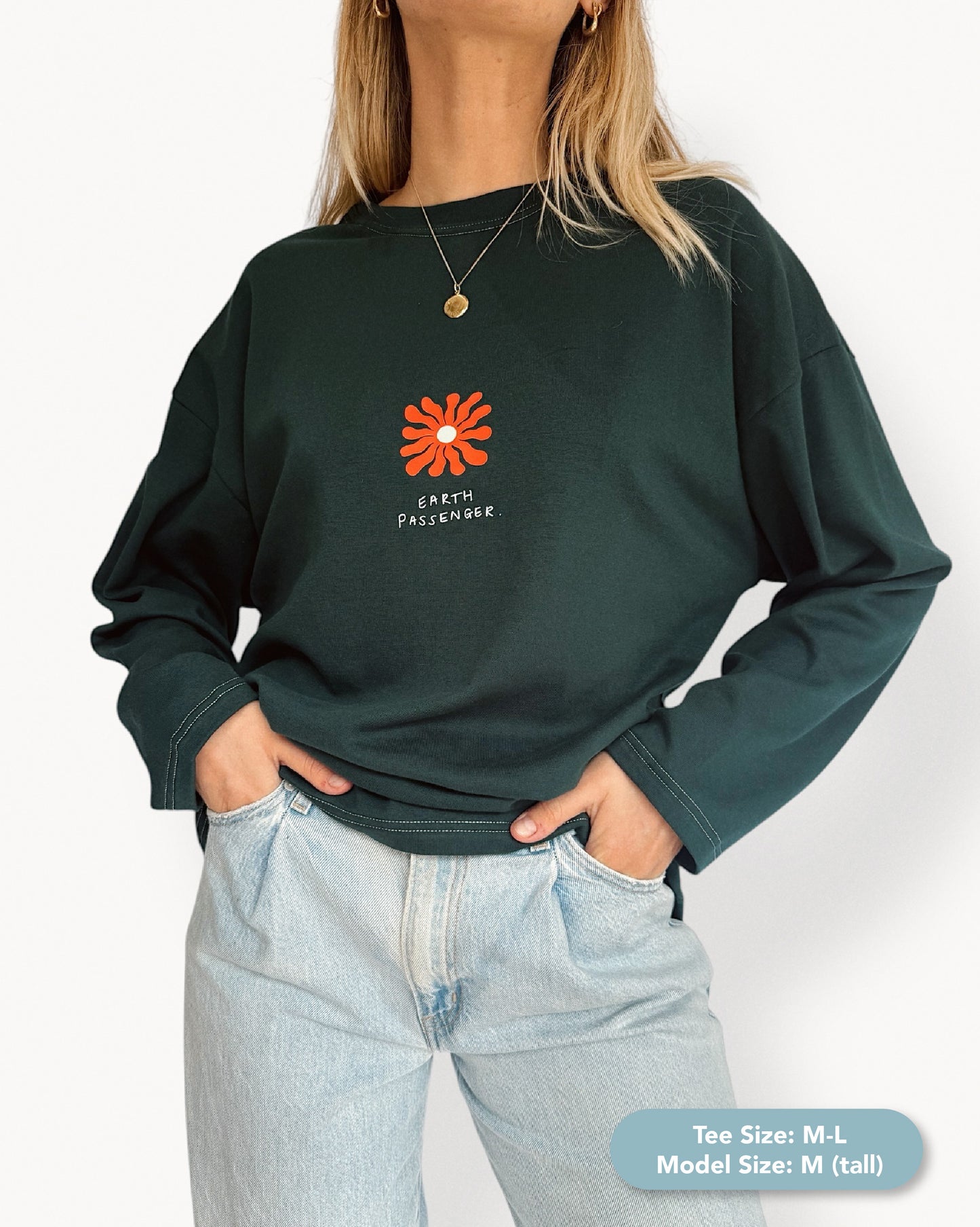 Unisex "Earth Passenger" Long Tee (Teal)